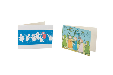 Wurzelkinder Karte "Tanzende Kinder" und "Kinder und  Blumen"