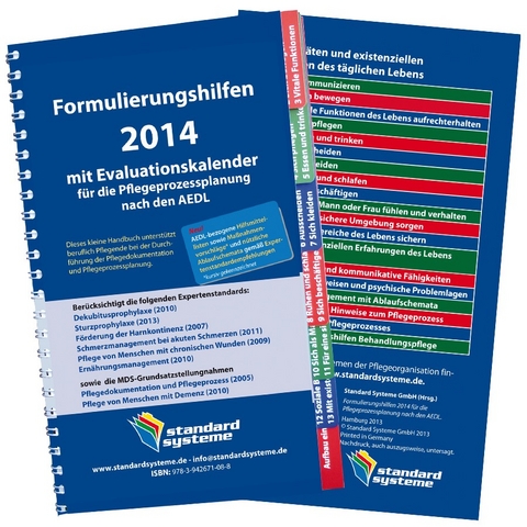 Formulierungshilfen 2014 mit Evaluationskalender f&uuml;r die Pflegeprozessplanung nach den ATL