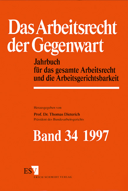 Jahrbuch des Arbeitsrechts / Das Arbeitsrecht der Gegenwart Band 34 - Dokumentation f&uuml;r das Jahr 1996 - 