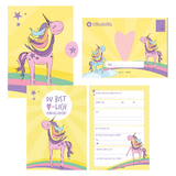 12 Einladungskarten Geburtstag Einhorn (Mädchen). Handgemachte Einladungskarten Kindergeburtstag inkl. 12 liebevollen Hand designten Briefumschlägen. - Lisa Wirth