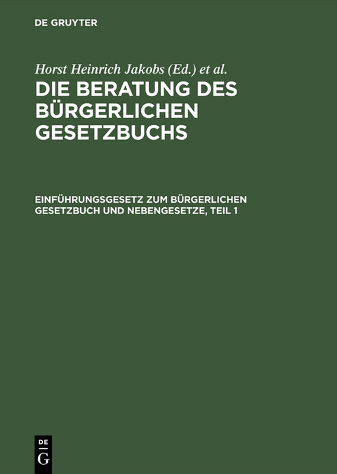 Einf&uuml;hrungsgesetz zum B&uuml;rgerlichen Gesetzbuch und Nebengesetze - 