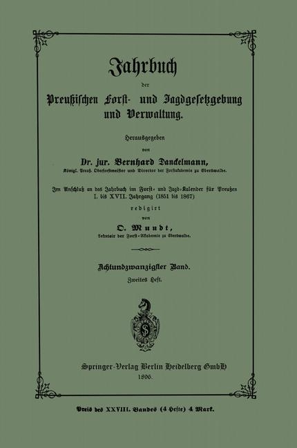 Jahrbuch der Preutzischen Forst- und Jagdgesetzgebung und Verwaltung - 