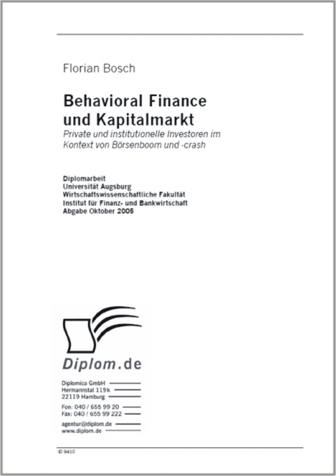 Behavioral Finance und Kapitalmarkt -  Florian Bosch