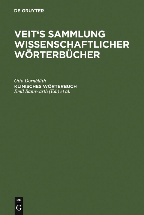 Klinisches W&ouml;rterbuch - Otto Dornbl&uuml;th