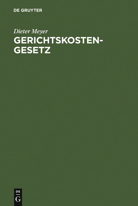 Gerichtskostengesetz - Dieter Meyer