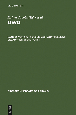 Vor § 13; §§ 13 bis 30; Rabattgesetz; Gesamtregister