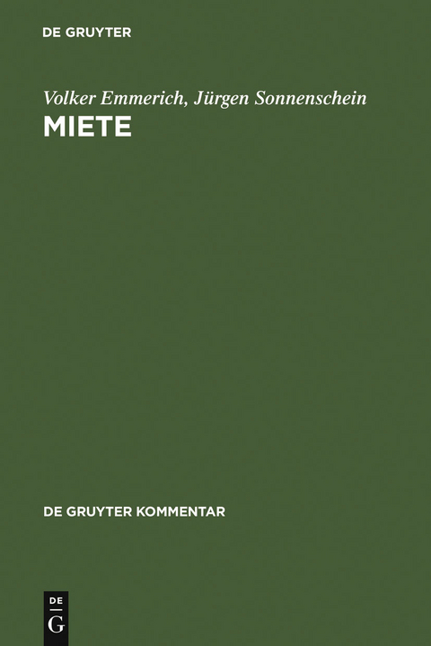 Miete - Volker Emmerich, J&uuml;rgen Sonnenschein