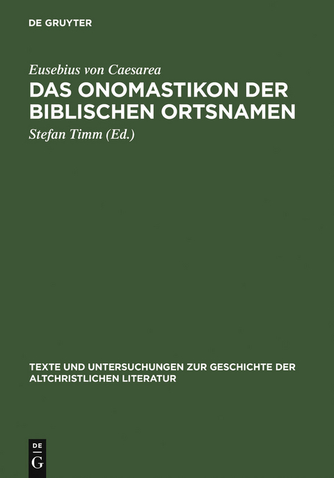 Das Onomastikon der biblischen Ortsnamen -  Eusebius von Caesarea