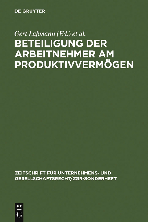 Beteiligung der Arbeitnehmer am Produktivverm&ouml;gen - 