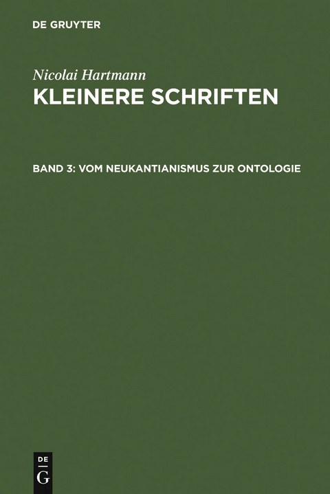Vom Neukantianismus zur Ontologie - Nicolai Hartmann