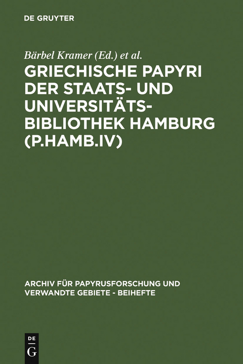 Griechische Papyri der Staats- und Universit&auml;tsbibliothek Hamburg (P.Hamb.IV) - 