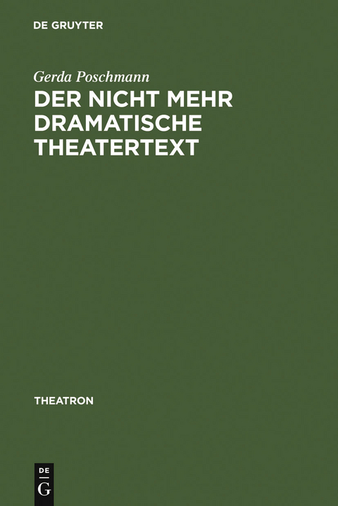 Der nicht mehr dramatische Theatertext - Gerda Poschmann