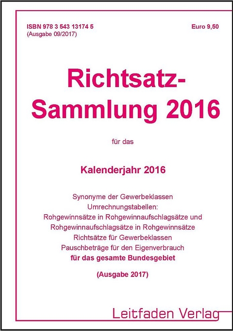 Richtsatz-Sammlung 2016