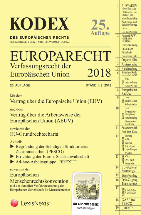 KODEX EU-Verfassungsrecht (Europarecht) 2018 - 