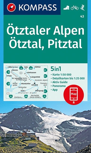 KOMPASS Wanderkarte &Ouml;tztaler Alpen, &Ouml;tztal, Pitztal - 