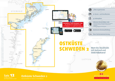 Sportbootkarten Satz 12: Ostk&uuml;ste Schweden 2 (Ausgabe 2018/2019)