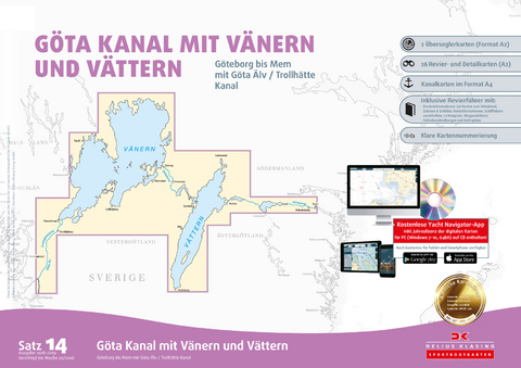 Sportbootkarten Satz 14: G&ouml;takanal mit V&auml;nern und V&auml;ttern (Ausgabe 2018/2019)