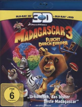 Madagascar 3 - Flucht durch Europa 3D, 3 Blu-rays