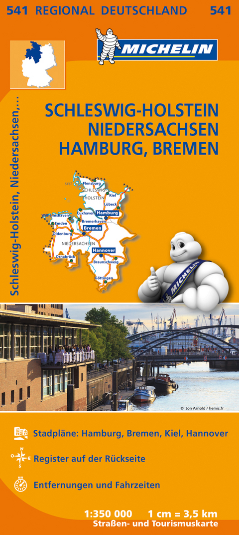 Michelin Karte Schleswig-Holstein, Niedersachsen, Hamburg, Bremen. Allemagne Nord-Ouest