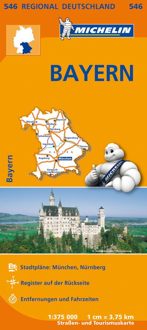 Michelin Karte Bayern. Allemagne Sud-Est, Bavi&egrave;re - 