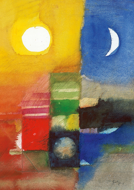 Tag und Nacht - Kunst-Faltkarten ohne Text (5 St&uuml;ck) - 