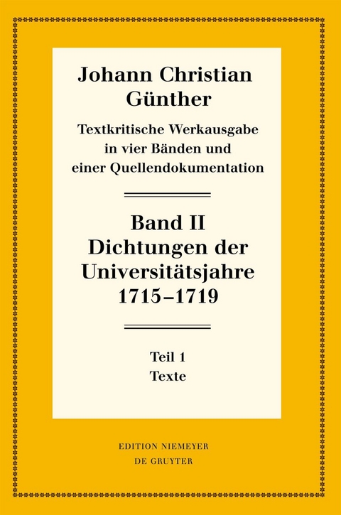 Dichtungen der Universit&auml;tsjahre 1715-1719 - 
