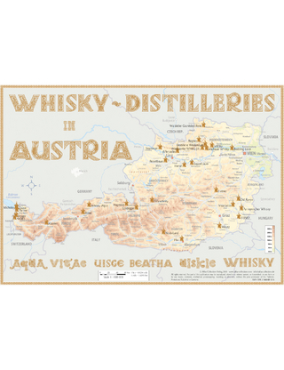 Whisky Distilleries Austria - Tasting Map 34x24cm