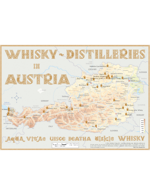 Whisky Distilleries Austria - Tasting Map 34x24cm - R&uuml;diger J&ouml;rg Hirst