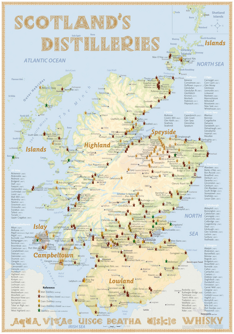 Whisky Distilleries Scotland - Poster 70x100cm Standard Edition - R&uuml;diger J&ouml;rg Hirst