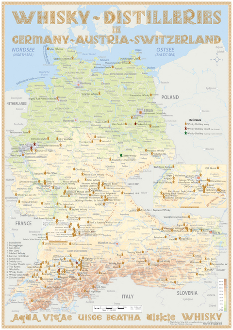 Whisky Distilleries Germany, Austria and Switzerland - Poster 70x100cm Standard Edition - R&uuml;diger J&ouml;rg Hirst