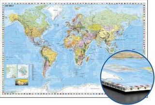 Die Welt, Weltkarte (deutsch) zum Pinnen auf Wabenplatte, Planokarte