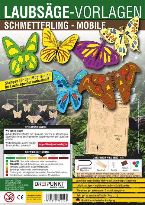 Laubs&auml;ge-Vorlagen Schmetterling - Mobile