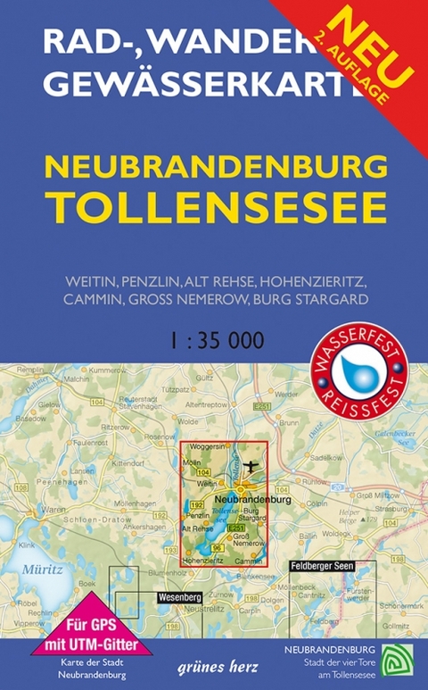 Rad-, Wander- und Gew&auml;sserkarte Neubrandenburg, Tollensesee