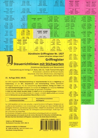 STEUERRICHTLINIEN Dürckheim-Griffregister Nr. 1927 (2018/166. EL) mit Stichworten aus der Gesetzesüberschrift