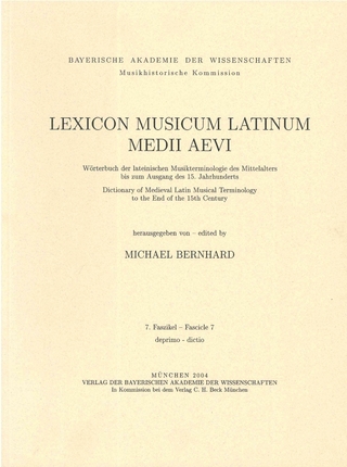 Lexicon Musicum Latinum Medii Aevi 7. Faszikel - Fascicle 7 (deprimo - dictio)
