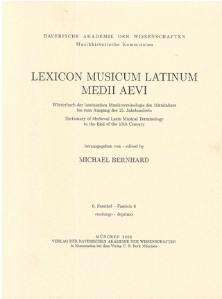 Lexicon Musicum Latinum Medii Aevi 6. Faszikel - Fascicle 6 (coniungo - deprimo)