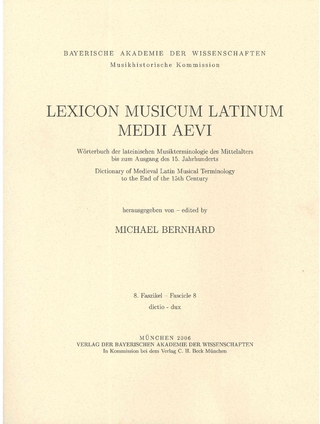 Lexicon Musicum Latinum Medii Aevi 8. Faszikel - Fascicle 8 (dictio - dux)