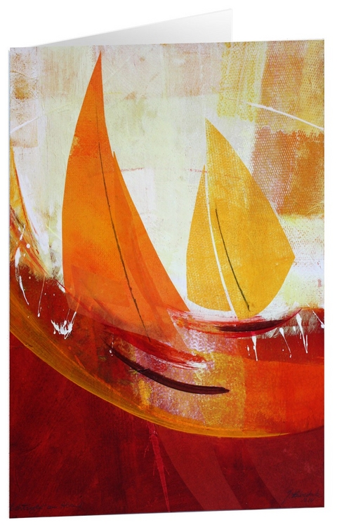 Kunstkarten "Lichtsegler in Orange" 5 Stk.