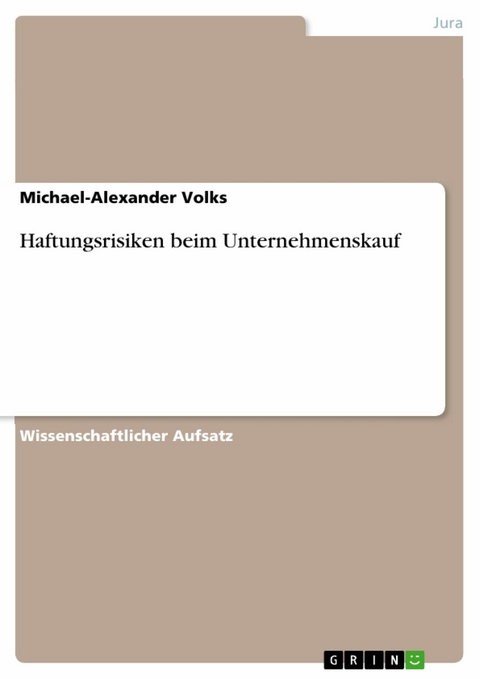 Haftungsrisiken beim Unternehmenskauf - Michael-Alexander Volks