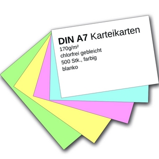 Karteikarten 500 Stück A7 farbig blanko