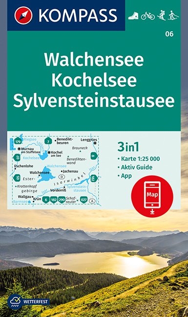 KOMPASS Wanderkarte Walchensee, Kochelsee, Sylvensteinstausee - 