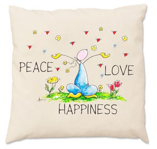 Oups-Zirbenkissen groß (30 x 30 cm) - Peace Love Happiness