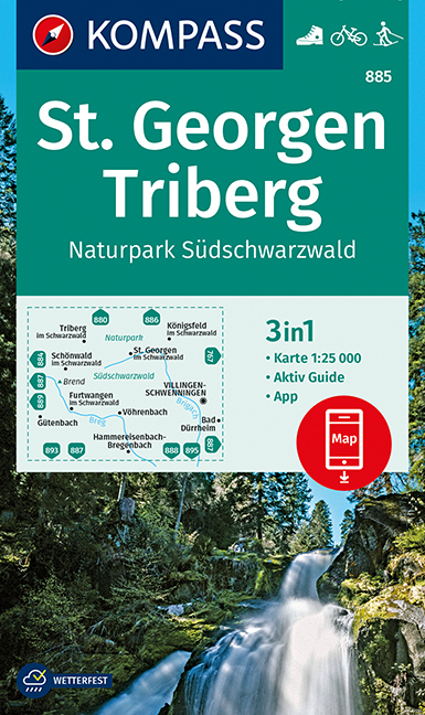 KOMPASS Wanderkarte St. Georgen, Triberg, Naturpark S&uuml;dschwarzwald - 