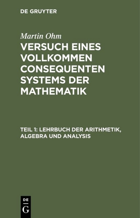 Lehrbuch der Arithmetik, Algebra und Analysis