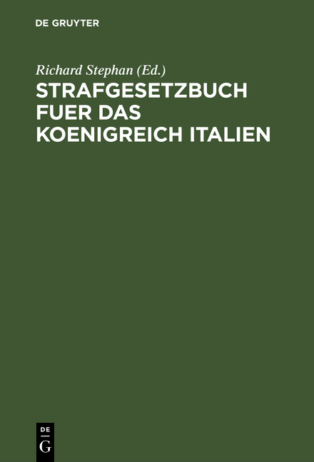Strafgesetzbuch fuer das Koenigreich Italien - 