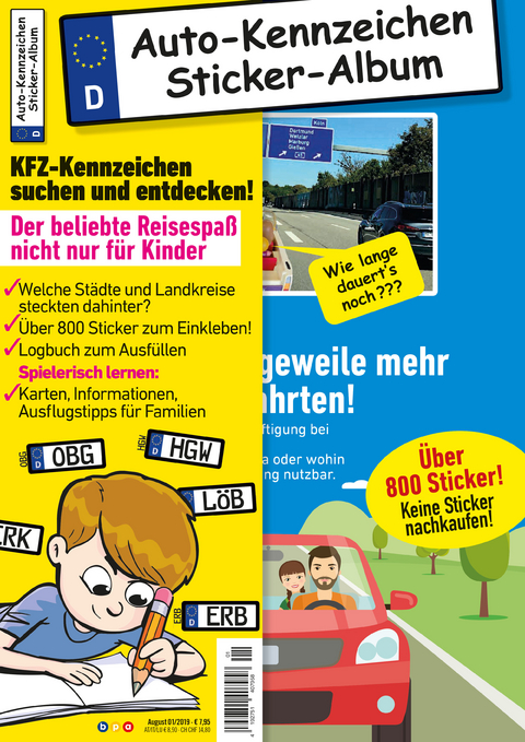 Kinder-Reisespiel KFZ-Kennzeichen Sticker-Sammelalbum f&uuml;rs Handgep&auml;ck, Mitmachbuch f&uuml;r die Ferien, Ratespa&szlig; unterwegs auf Reisen, Besch&auml;ftigung f&uuml;r Kinder bei langen Autofahrten - Philipp Gesierich
