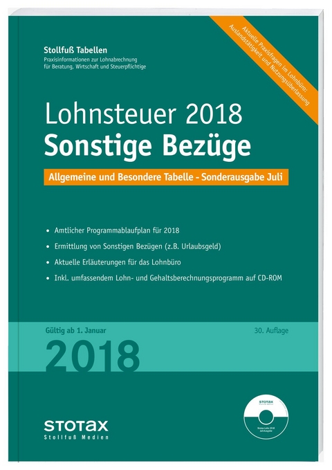 Tabelle, Lohnsteuer 2018 Sonstige Bez&uuml;ge - Sonderausgabe Juli