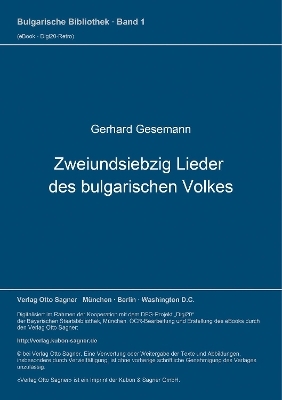Zweiundsiebzig Lieder des bulgarischen Volkes