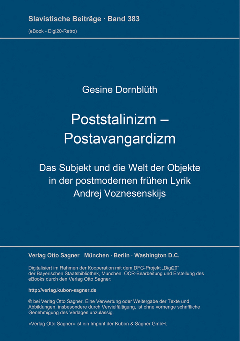 Poststalinizm - Postavangardizm - Gesine Dornbl&uuml;th