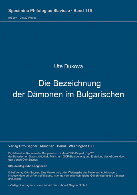 Die Bezeichnung der D&auml;monen im Bulgarischen - Ute Dukova